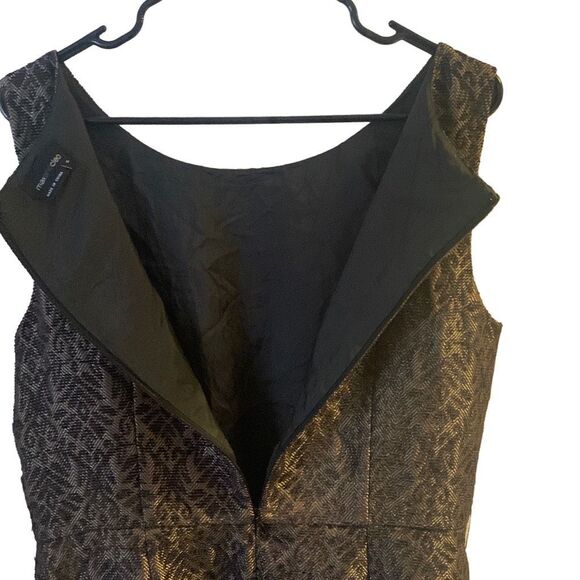 Pre Owned Women’s Max Cleo Zip Sleeveless Dress Gold Black Size 14 Festive Fun - Picture 8 of 12